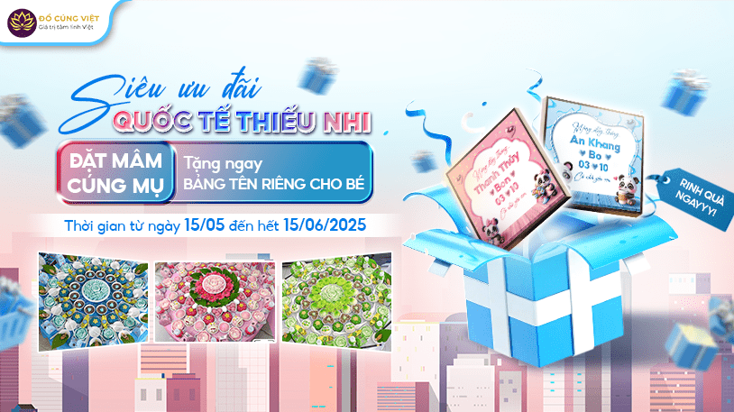 BỐ MẸ ĐẶT MÂM CÚNG MỤ - BÉ NHẬN BẢNG TÊN XINH